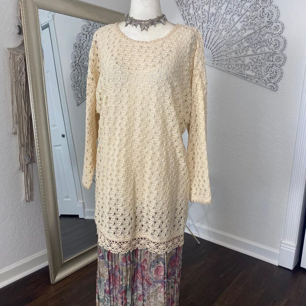 Vintage 1980s Made in USA Ethereal Fairy Grunge Layered 2 Piece Dress Set M - Picture 3 of 8